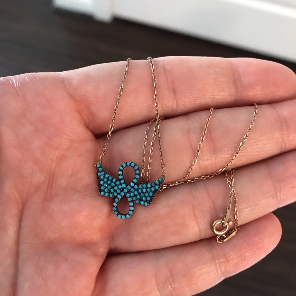 Sultan Butterfly Turquoise Silver Necklace